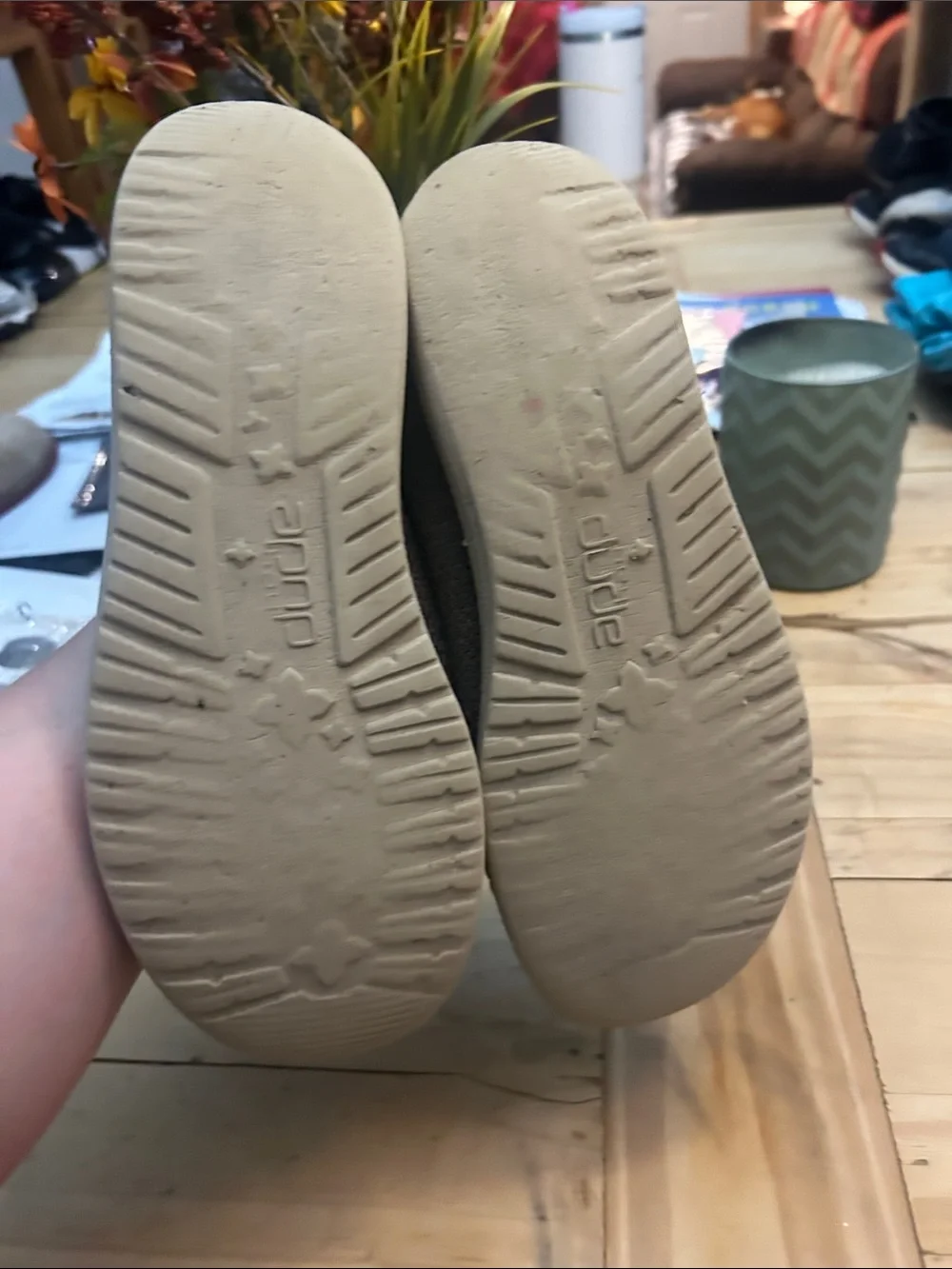 Hey Dude Olive Green Knit Slip-On Loafers